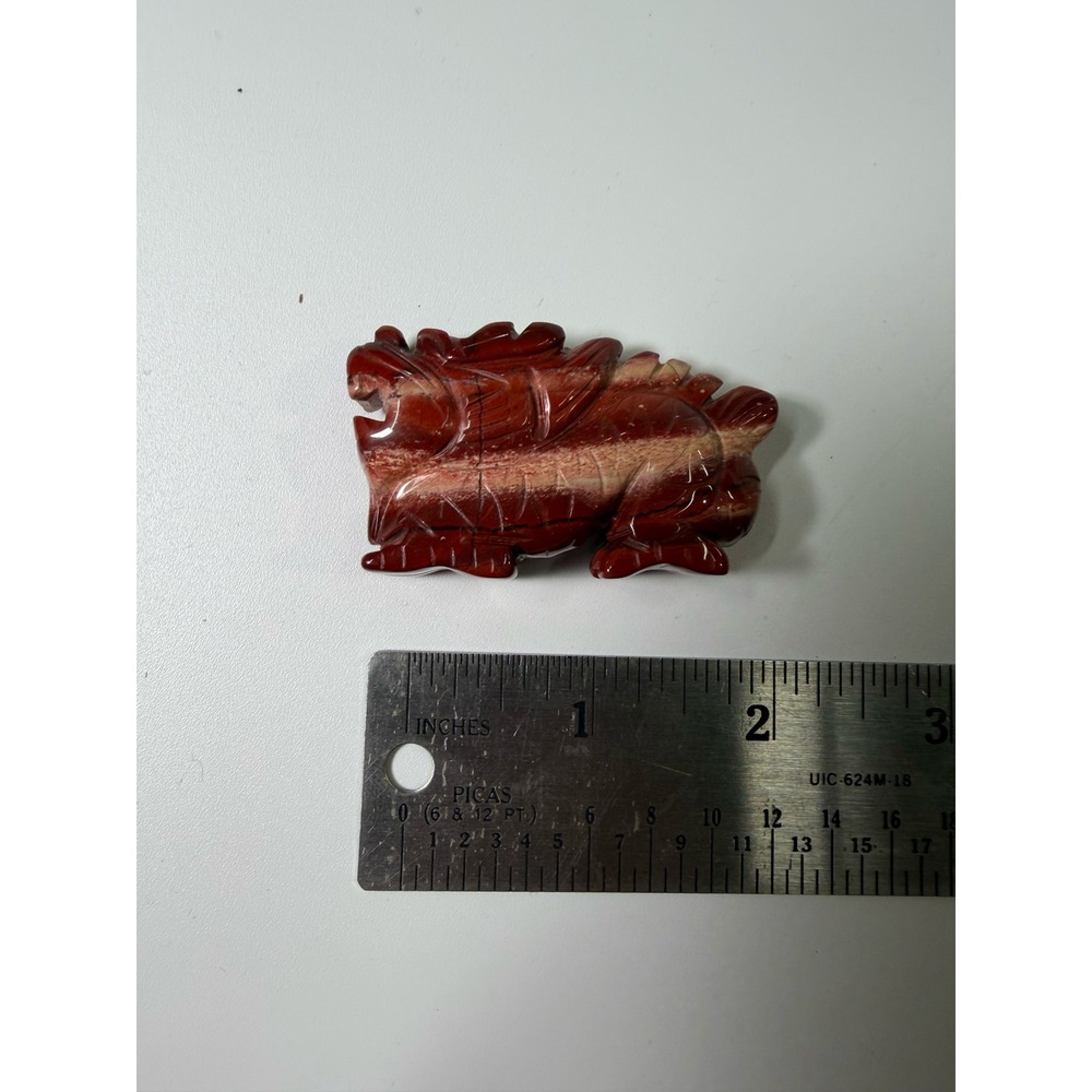 Red Jasper Hand Carved Dragon Figurine Natural Stone Crystal Animal‎ Sculpture